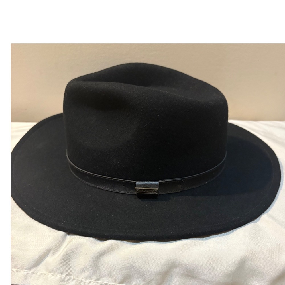 Pendleton Black Wool Fedora Hat Small Leather Ban… - image 1